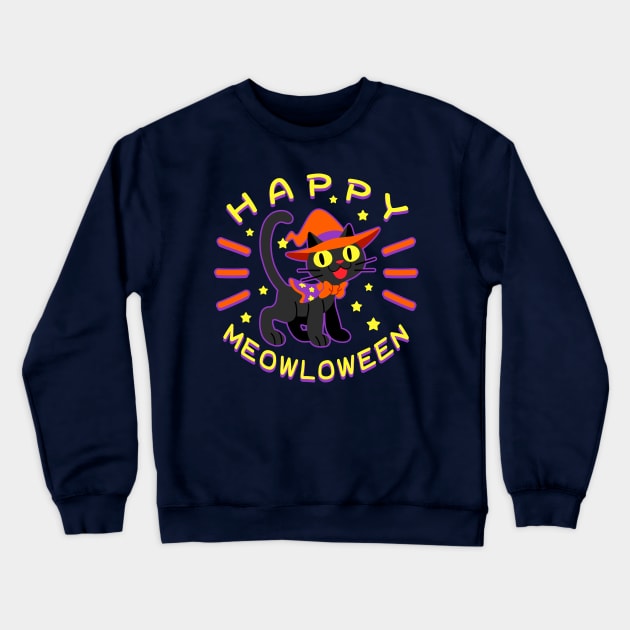 Happy Meowloween Crewneck Sweatshirt by TeeBudgie